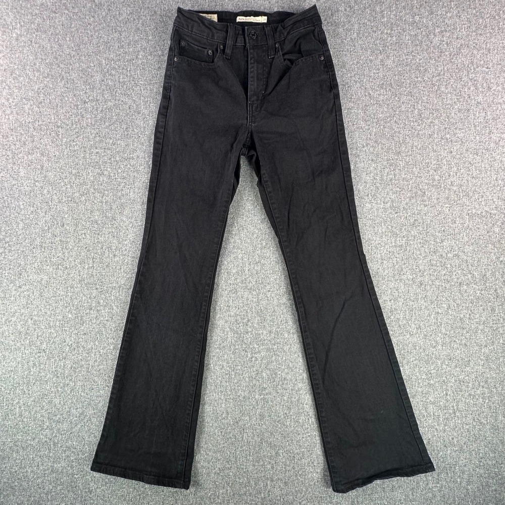 Levi's Jeans Womens 27 725 High Rise Bootcut Black Stretch Denim WaterLess